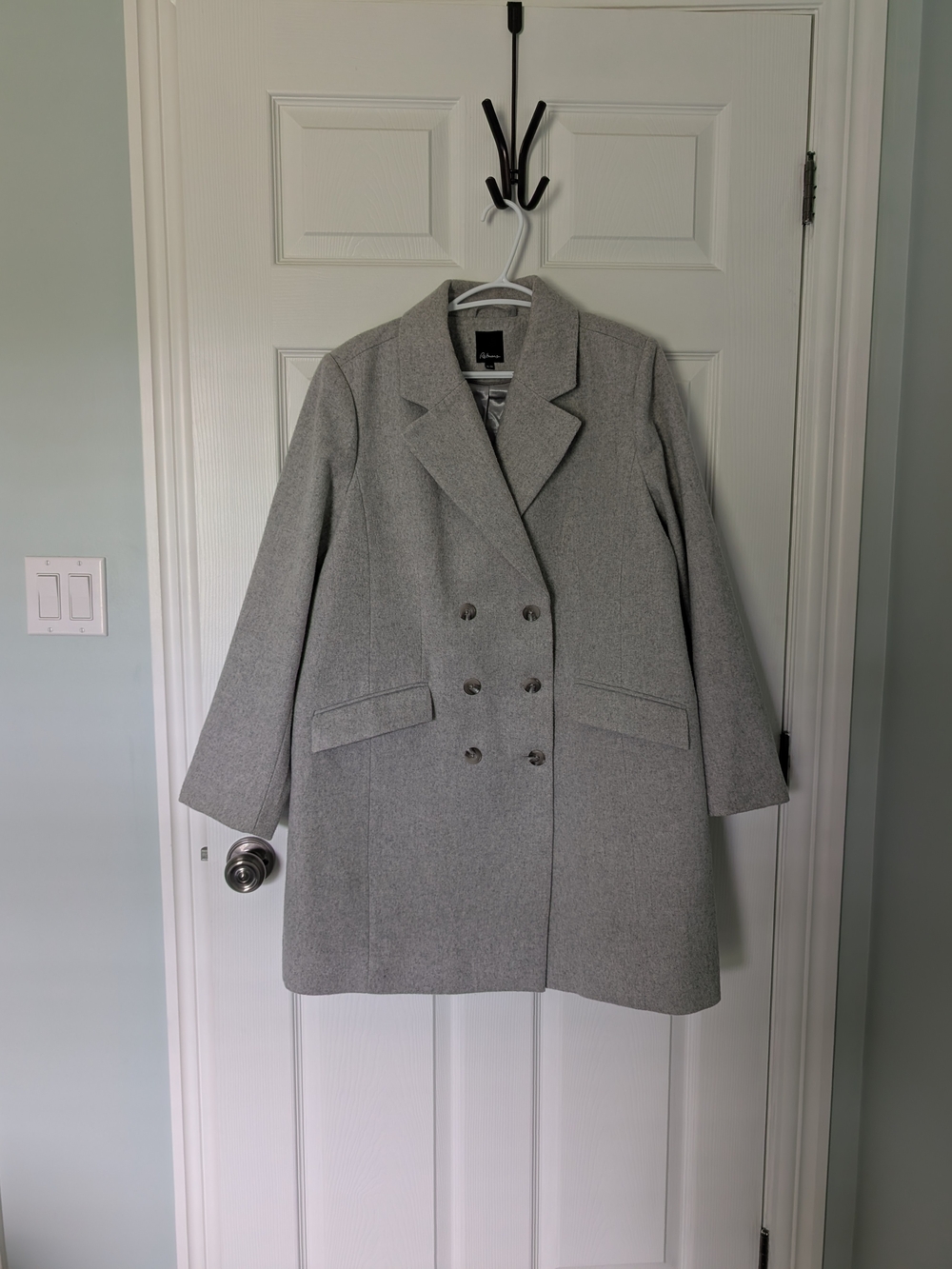 Reitmans Heather Gray Double-Breasted Pea Coat